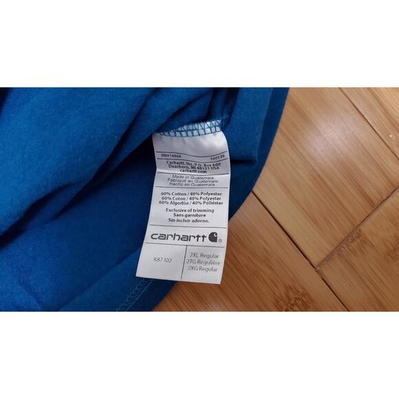 Carhartt Mens T Shirt 2XL XXL Bright Turquoise Blue Original Fit Logo Pocket Tee - Picture 5 of 10